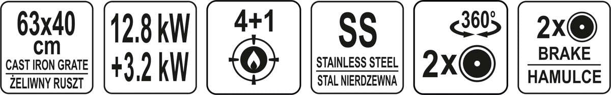 Lauko kepsninė / grilis | dujos | 4 + 1 | nerūdijantis plienas | 16 KW (99652)