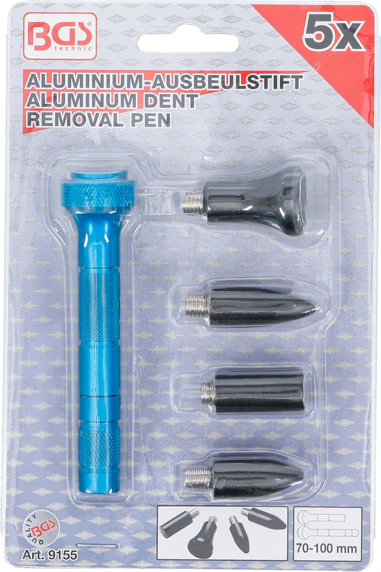 Aliuminė rankenėlė su keičiamais antgaliais įlenkimų šalinimui be dažymo | 100 mm (9155)