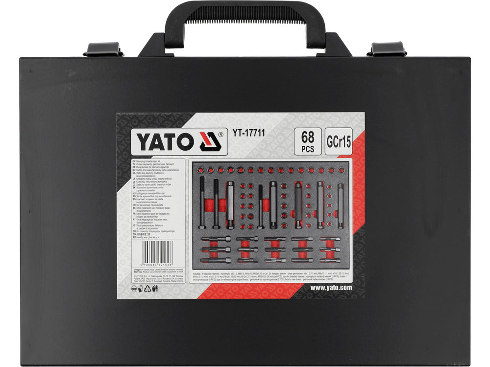 Kaitinimo žvakių sriegio taisymo komplektas | M8 - M9 - M10 - M12 | 68 vnt (YT-17711)