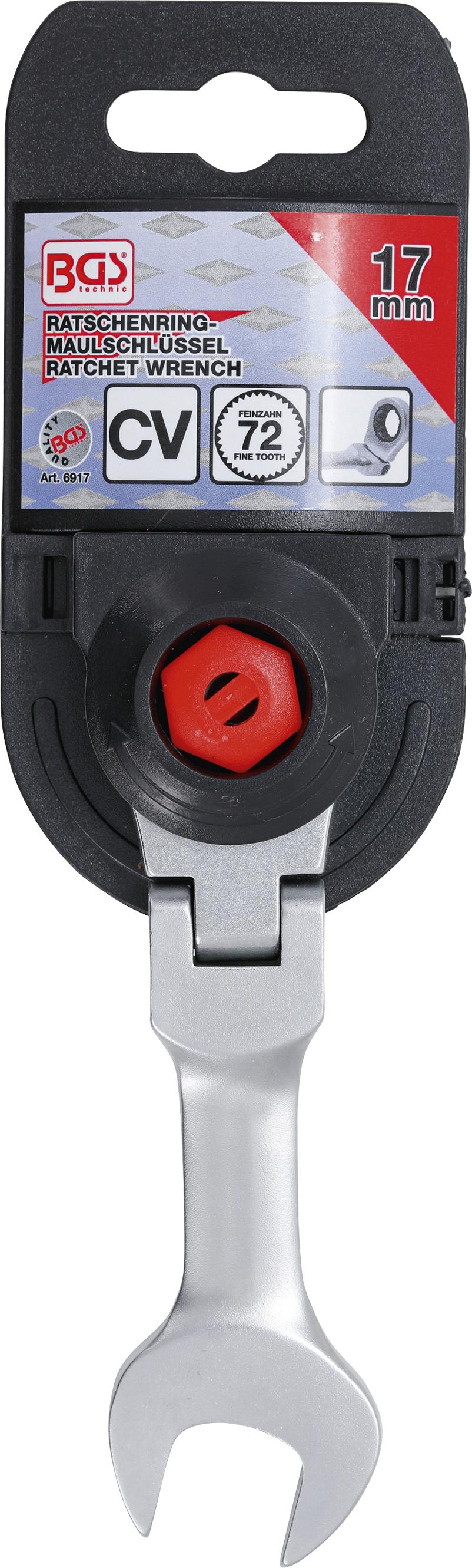 Kombinuotas raktas su terkšle | trumpas | šarnyrinis | 17 mm (6917)