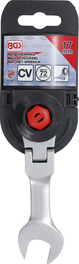 Kombinuotas raktas su terkšle | trumpas | šarnyrinis | 17 mm (6917)