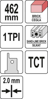Pjūklas stumdomam siaurapjūkliui | briketams / betonui | 462 mm (YT-33961)