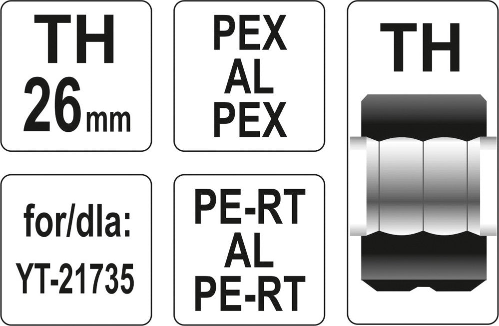 Indėklas TH 26 mm presavimo replėms YT-21735 (YT-21746)