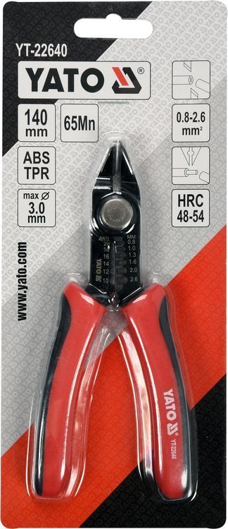 Replės šoninės | su vielos valymo funkcijomis | 140 mm / 0.8-2.6MM2 (YT-22640)