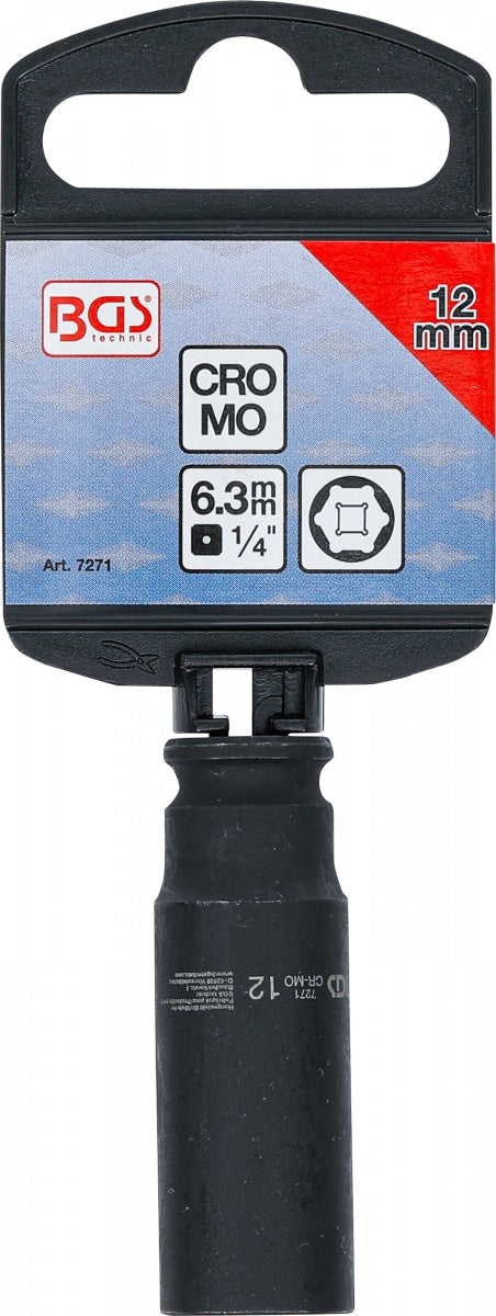 Smūginė galvutė ilga | šešiakampė | 6,3 mm (1/4") | 12 mm (7271)