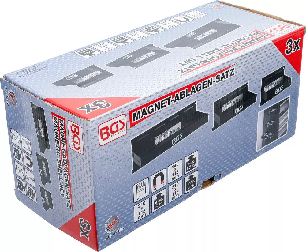 Magnetinės lentynos įrankių vežimėliams | 150/210/310 mm | 3 vnt. (67150)