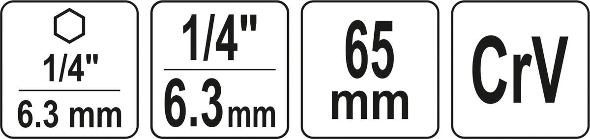 SOCKET ADAPTER HEX SHANK 1/4 65MM (YT-04625)