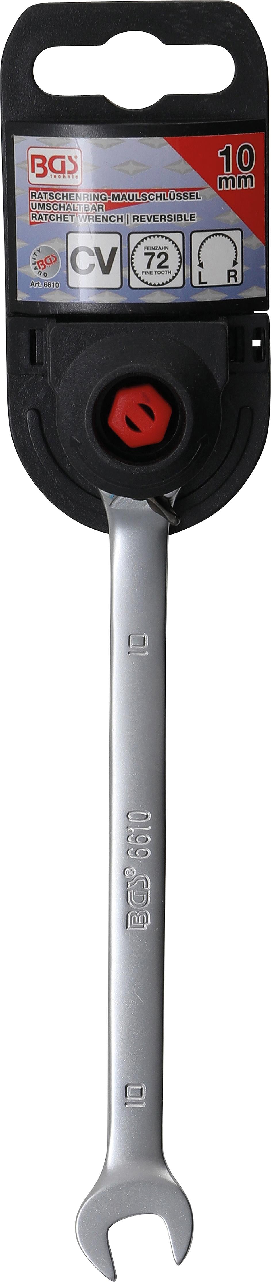 Kombinuotas raktas su terkšle | su reversu | 10 mm (6610)