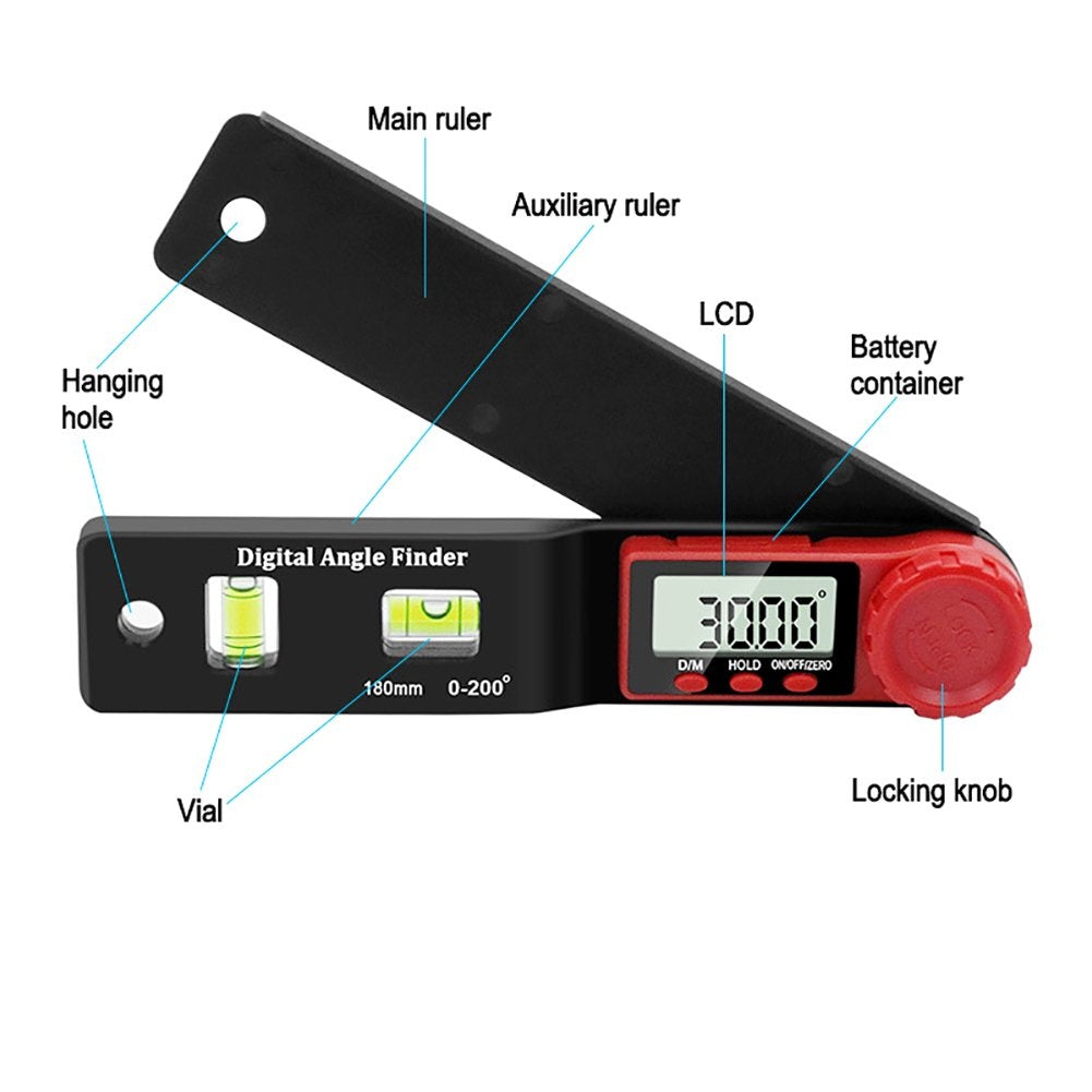 Daugiafunkcinė skaitmeninė kampinė liniuotė / gulsčiukas | 2 viename (DAR2)