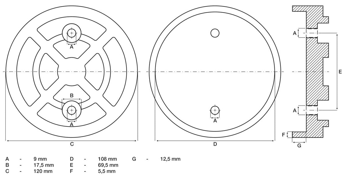 Guminis padas | auto keltuvams | Ø 120 mm (7049)