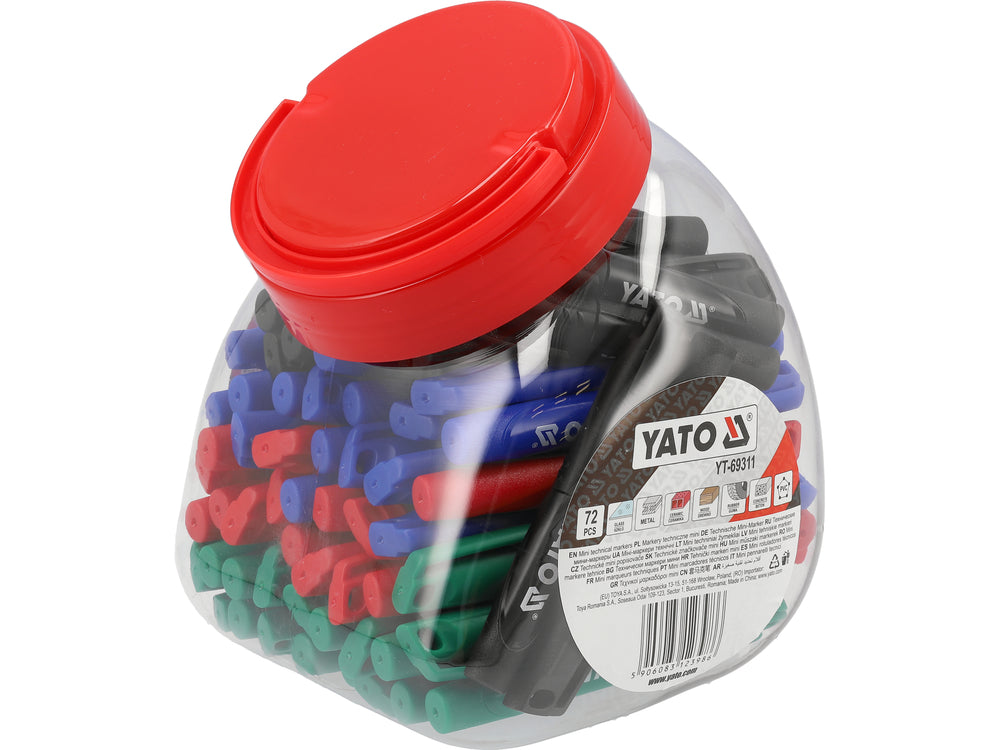 Techniniai markeriai MINI | žali, mėlyni, raudoni, juodi | 72 vnt. (YT-69311)