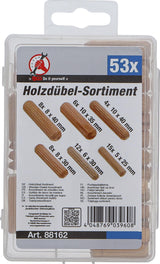 Medinių diubelių asortimentas | Ø 5-10 mm | 53 vnt. (88162)