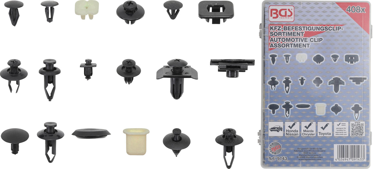 Automobilinis klipsų asortimentas Nissan | 408 vnt. (9143)