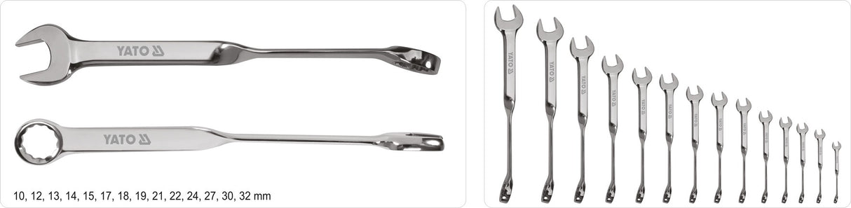 Kombinuotų raktų rinkinys | perlenkti | 10-32 | 14 vnt. (YT-01865)