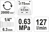 Pneumatinis diskinis pjoviklis 75 mm, 20000 RPM (YT-09715)