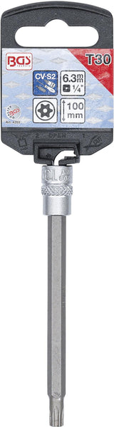 Бита-прессованная в головку | длина 100 mm | 6.3 mm (1/4") | T-star с отверстием (Torx) T30