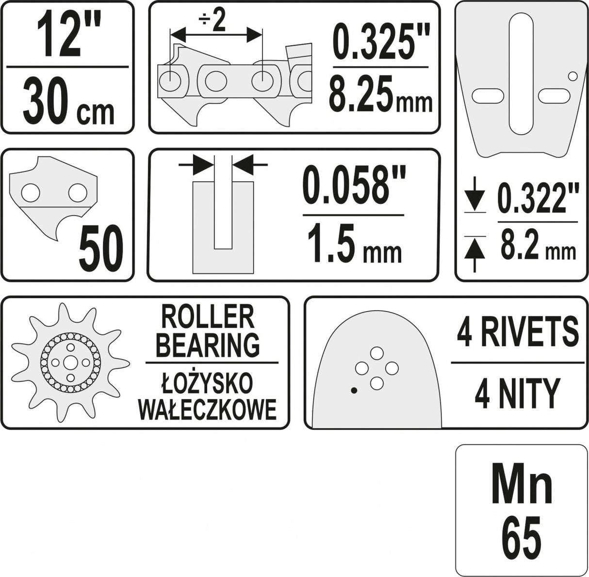 Pjovimo juosta | 12" .325U (YT-84928)