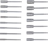 Galvučių rinkinys | ilgas tipas | 6.3 mm (1/4") | elektriniams gręžtuvams | 5.5 - 19 mm | 15 vnt. (70147)