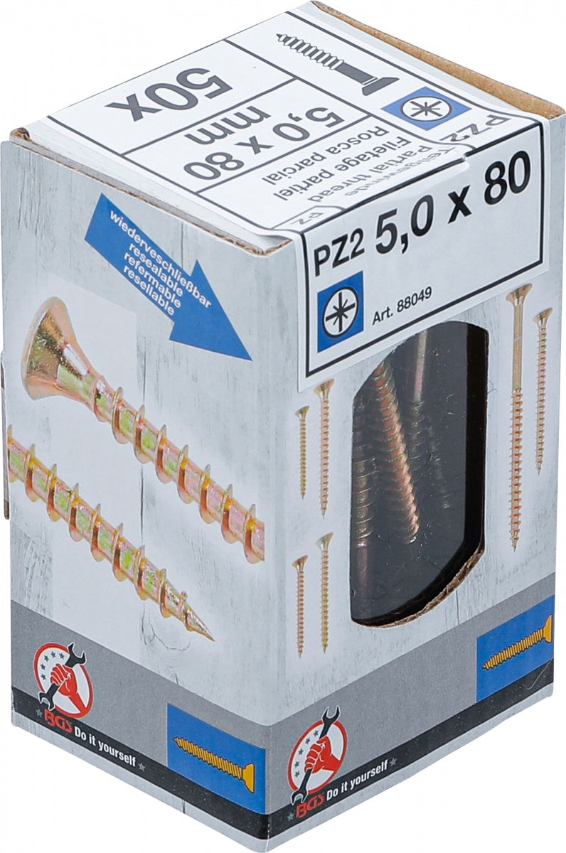 Universalūs varžtai | Cross Slot PZ2 | 5.0 x 80 mm | 50 vnt. (88049)