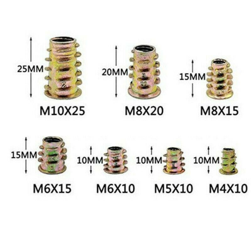 Plieniniai srieginiai įdėklai medinei furnitūrai | 100 vnt. (TS100K)