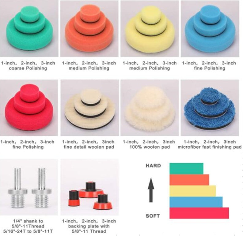 Šlifavimo, poliravimo, vaškavimo, sandarinimo glazūros rinkinys | 29 vnt. (P29A)