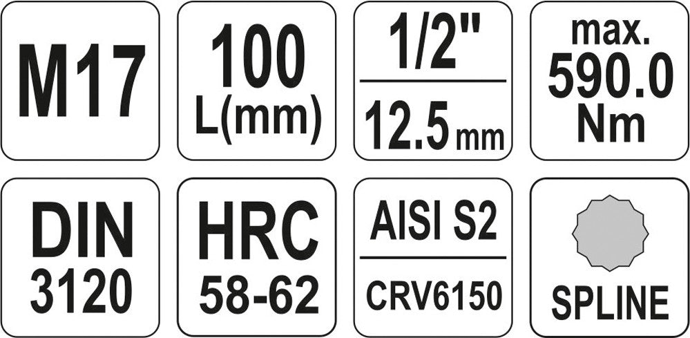 Бита запрессованная в головку 1/2", M17 x 100 mm
