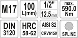 Бита запрессованная в головку 1/2", M17 x 100 mm
