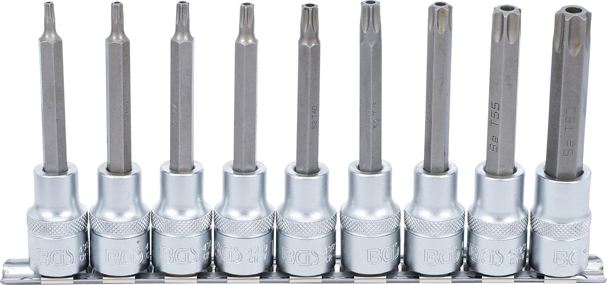Įpresuotų antgalių rinkinys | 12.5 mm (1/2") | T-Star su skyle (Torx) T20 - T60 | 9 vnt. (5178)