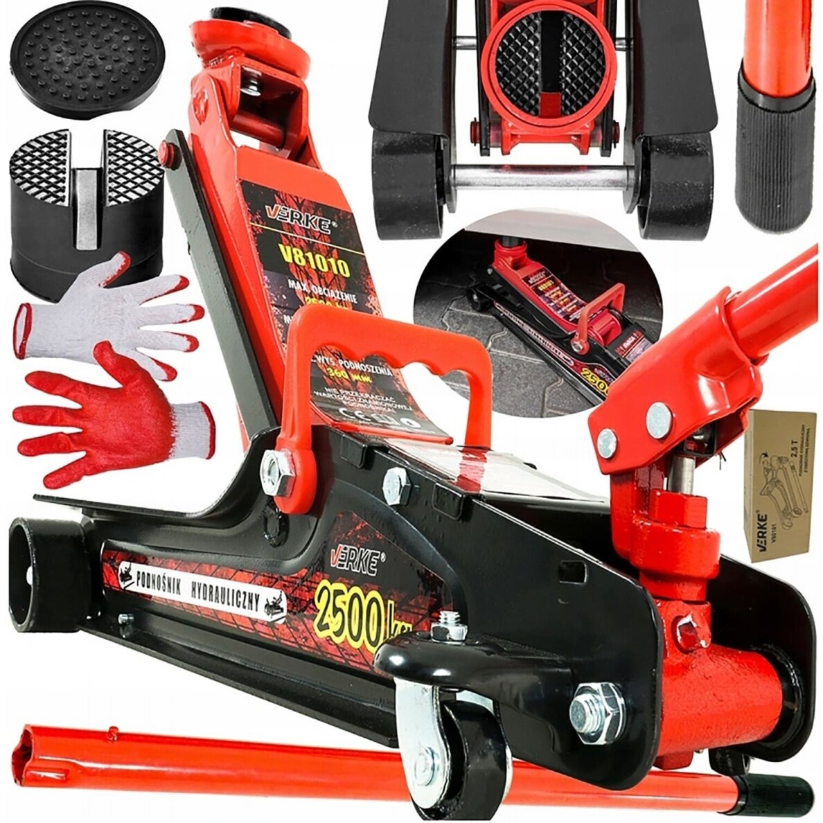 Domkratas žemo profilio | pasukama rankena | 2 gumos | 85 - 385 mm | 2.5 t (1720SL)