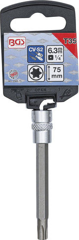 Antgalis įpresuotas | ilgis 75 mm | 6.3 mm (1/4") | T-Star (Torx) T35 (2565-75)