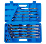 Terkšlinių dvipusių raktų rinkinys | su adapteriais | ilgas tipas | 8 - 19 mm | 14 vnt. (SK5004)