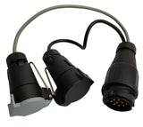 Kabelis priekabai 0.5 m, 2x7POL rozetės + 13POL kištukas (TS7-13)