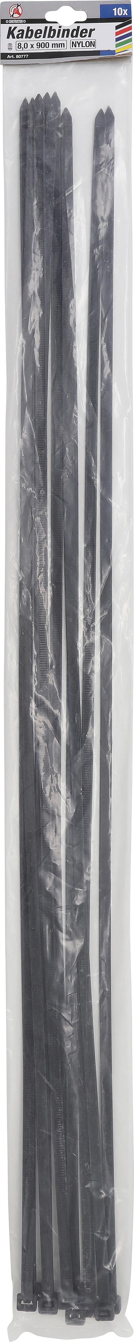 Suveržimo dirželiių asortimentas | juodi | 8,0 x 900 mm | 10 vnt. (80777)