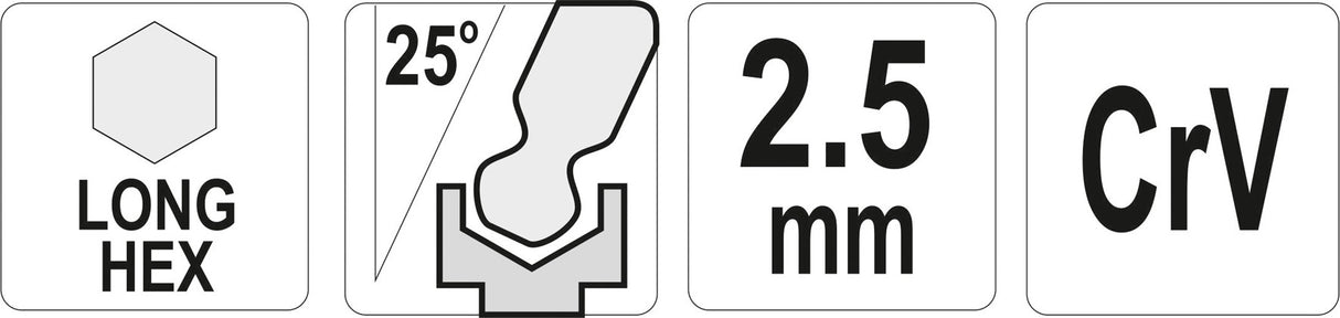 L tipo raktas | ilgas | hex šešiakampis su šarnyru | 2,5 mm (YT-05452)