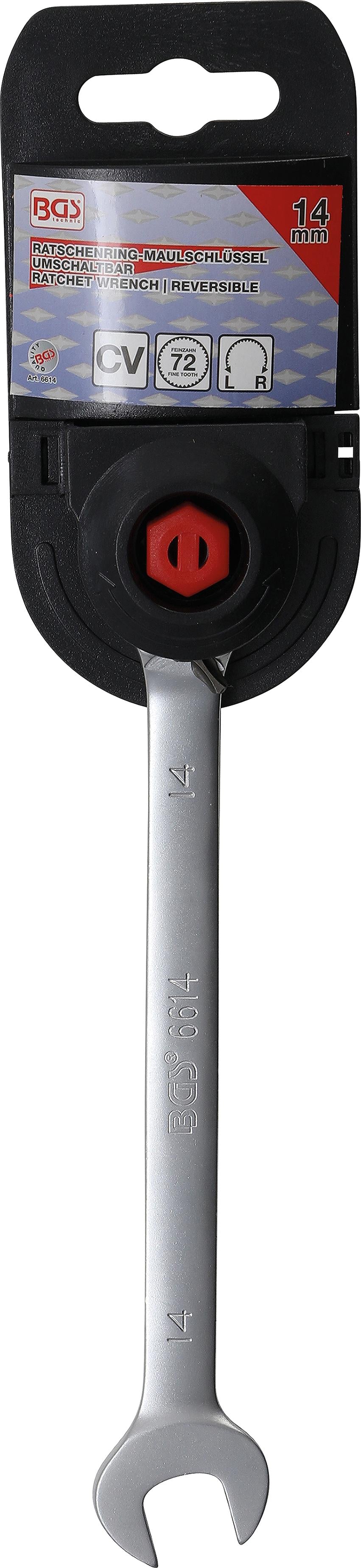 Kombinuotas raktas su terkšle | su reversu | 14 mm (6614)