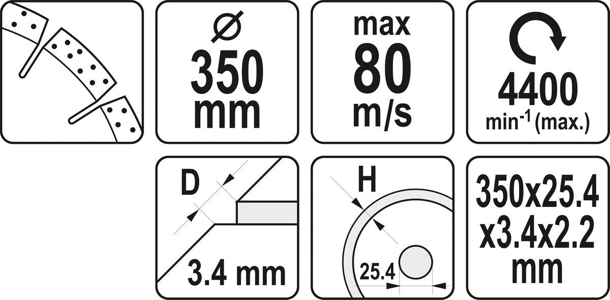 Deimantinis segmentinis pjovimo diskas | 350x25,4 mm (YT-60003)
