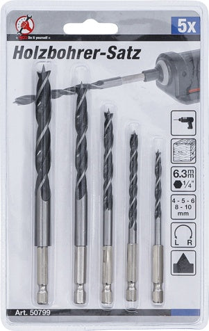 Grąžtų medžiui rinkinys | 1/4" antgalis | 6 - 14 mm | 5 vnt. (50799)