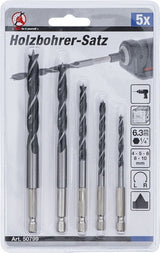 Grąžtų medžiui rinkinys | 1/4" antgalis | 6 - 14 mm | 5 vnt. (50799)