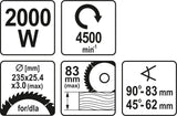 Diskinis pjūklas | 2000W | 235 mm (YT-82153)