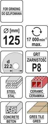 Šlifavimo diskas universalus | elastinis | P8 / 125 mm (YT-83260)