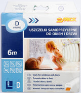 Lipni sandarinimo juosta langams, durims 6m, D-profilis, balta (76752)