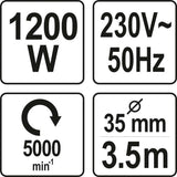 Vibratorius betonui | žarna 3 m / 35 mm | 1200W (YT-82600)