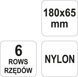 Vielinis šepetys | nailonas | 180x65 mm | 6 eilutės (YT-6350)