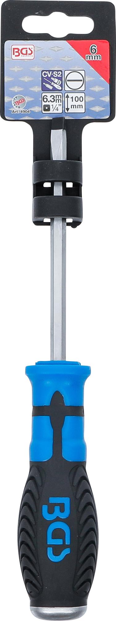 Atsuktuvas kalamas | Plokščias 6 mm | Ašmenų ilgis 100 mm | su 6.3 (1/4") skyle rankenoje (4904)