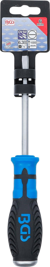 Atsuktuvas kalamas | Plokščias 6 mm | Ašmenų ilgis 100 mm | su 6.3 (1/4") skyle rankenoje (4904)