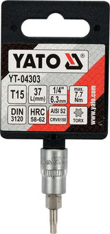 Antgalis įpresuotas į galvutę | 6.3 mm (1/4") | T-Star (Torx) T15 (YT-04303)