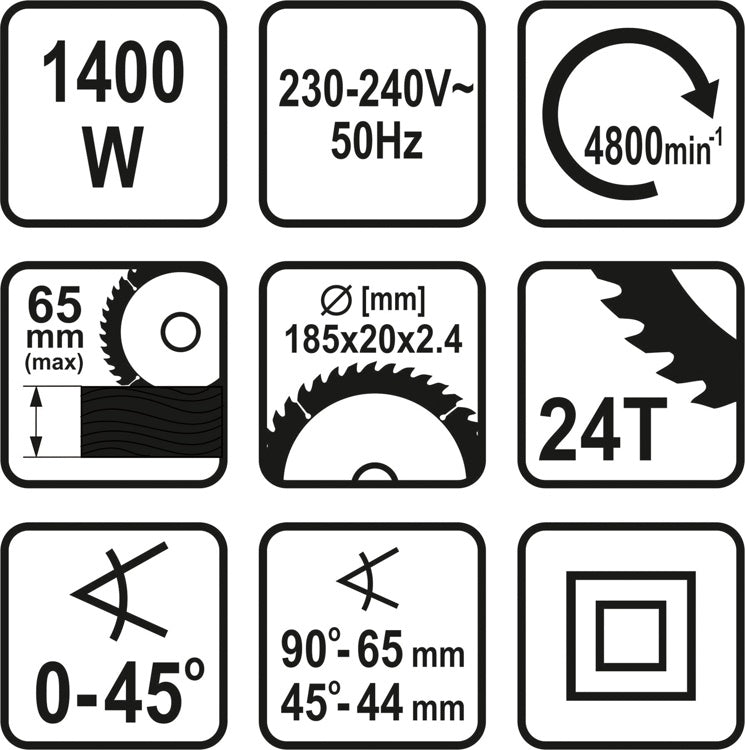 Elektrinis diskinis pjūklas 1400W | 185 mm (79257)