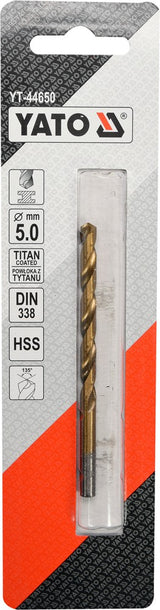 Grąžtas metalui HSS-TIN 5.0 mm (YT-44650)