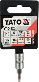 Antgalis įpresuotas į galvutę | 6.3 mm (1/4") | T-Star (Torx) T10 (YT-04302)