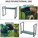 Sulankstomas sodo suoliukas ir kelių apsauga su įrankių krepšiu | 2 viename (ST-1)